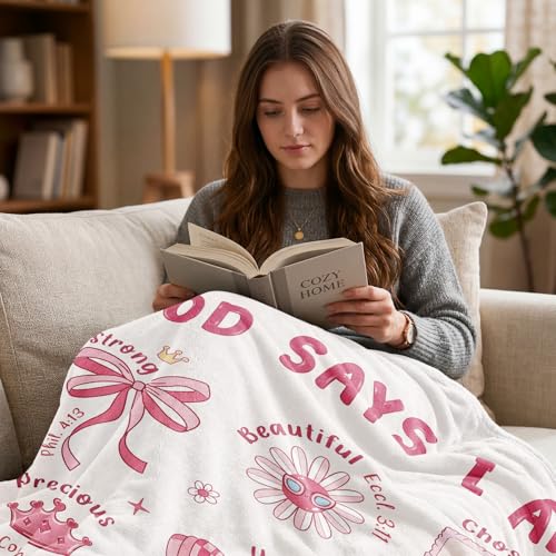 Baptism Gifts for Girl Christening, Christian Gifts for Girls, Flannel Soft Girl Blanket Decor, Christian Gift for Women on Birthday Christmas, Bible Verse Scripture Prayer Blanket - 50" x 60" - size: 50'' × 60''