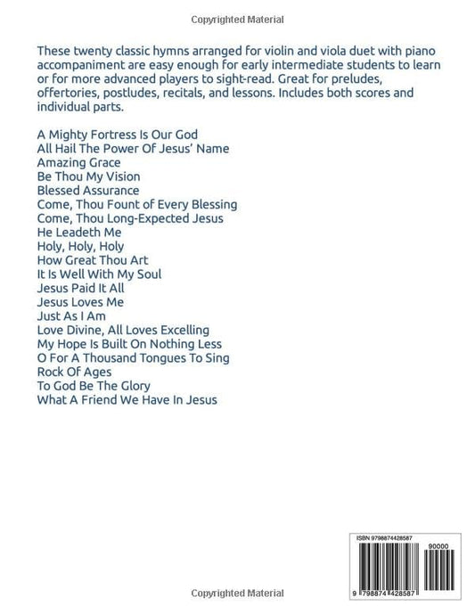 20 Greatest Hymns for Violin and Viola Duet with Piano Accompaniment