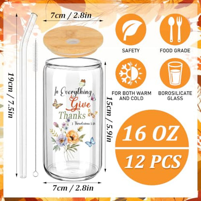 Teenyyou 24 Sets of Christian Gifts for Women Bible Verse Glasses Tumbler with Bamboo Lid and Glass Straw 16oz Inspirational Religious Coffee Cup for Birthday Christmas Faith Lovers Use & Home Decor - style: Bible Flowers