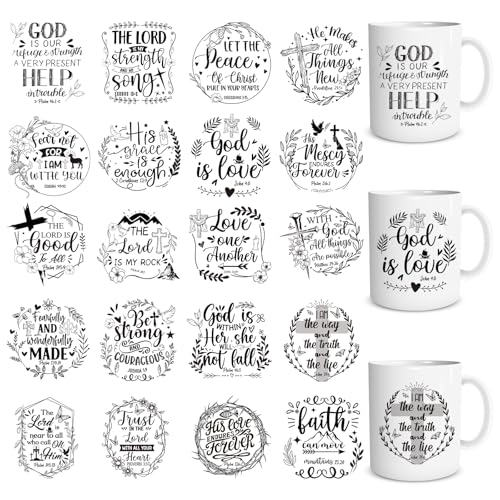 20 Sheets Black Bible Verse UV DTF Cup Wrap Transfer Stickers - style: Christian