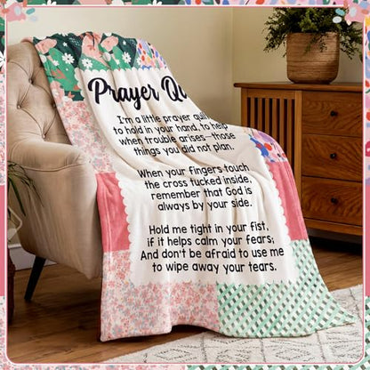 Prayer Quilt Christian Gifts for Women Blanket 60" x 50", Prayer Quilt