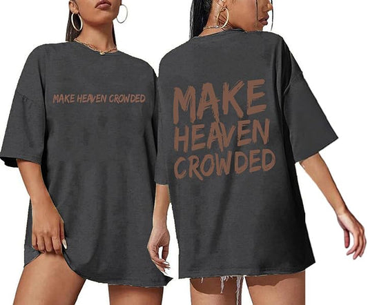 Christian Shirts for Women Faith Over Fear Oversized Graphic Tees - color: Darkgrey1, size: Large