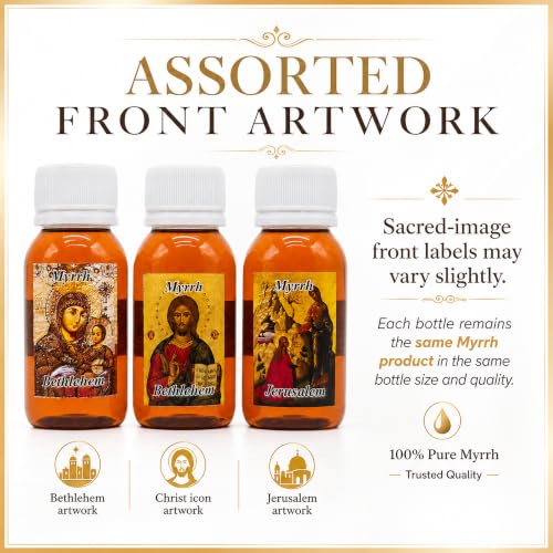 Zuluf Myrrh Anointing Oil Set of 3 from the Holy Land Jerusalem Pure Olive Base Blessed Christian Prayer Oil from Bethlehem for Baptism Christening Godparent Faith Gift 5.1 Fl Oz 3 Pack Bottles