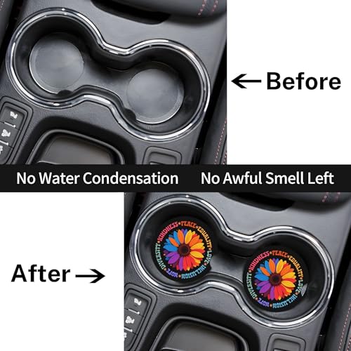 Kindness Peace Car Cup Holder Coasters 2 Pack 2.63" for Women - color: Multicolor