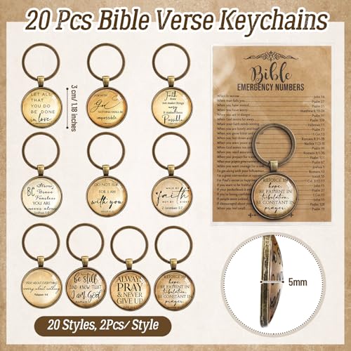 Tondiamo 20 Set Christian Keychains Gifts Bible Verse Inspirational Cards