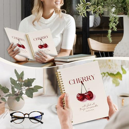 YLZlhb Preppy Cherry Christian Spiral Notebook Journal, Bible Verse Notebooks for Note Taking, Christian Gifts for Women, Religious Prayer Girly Hardcover Spiral Journal 5.5x8.3 Inches - color: cherry