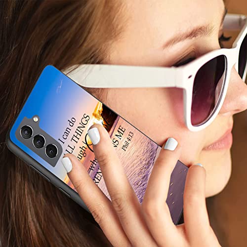 Compatible with Samsung S23 Case, Ultra-Thin Drop-Proof Soft and Smooth Liquid Silicone Phone Case, Suitable for Samsung Galaxy S23 Case 6.1 inch, Quotes Bible Verse Philippians 4-13 - color: HTT-H1-S23 014