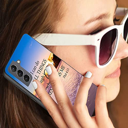 Compatible with Samsung S23 Case, Ultra-Thin Drop-Proof Soft and Smooth Liquid Silicone Phone Case, Suitable for Samsung Galaxy S23 Case 6.1 inch, Quotes Bible Verse Philippians 4-13 - color: HTT-H1-S23 014