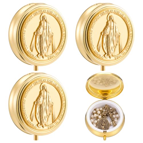 Nosiny 4 Pcs Vintage Rosary Bead Box Catholic Gift Rosary Case for Women