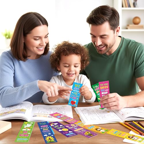 Haooryx Bible Verse Kids' Bookmarks Jesus Sun Flower Page Markers - style: Colorful Bible Verse