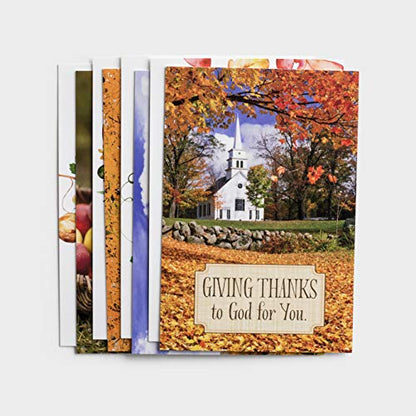 DaySpring - Thanksgiving Blessings – 8 Fall Design Assortment with Scripture – 24 Thanksgiving Boxed Cards & Envelopes (70927)