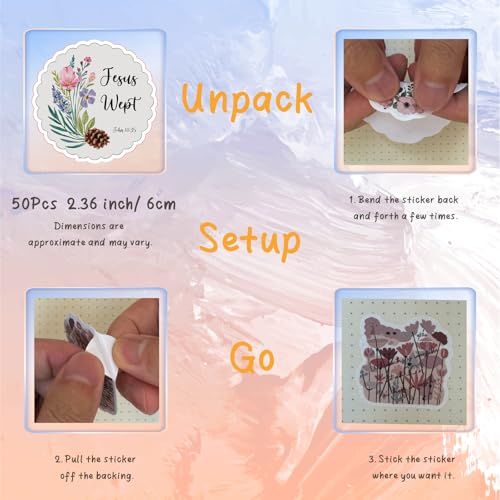 50Pcs Bible Verse Stickers, Inspirational Jesus Sticker, Waterproof, Fade-Resistant, Christian Stickers for Women, Water Bottles, Journaling, Kids, Men - style: Bible50