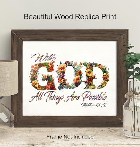 Bible Verse Quotes Wall Decor - Rustic Farmhouse Decor God Wall Art - Shabby Chic Christian Gifts for Women, Woman, Teen Girls - Motivational Scripture Decoration - Religious Sayings