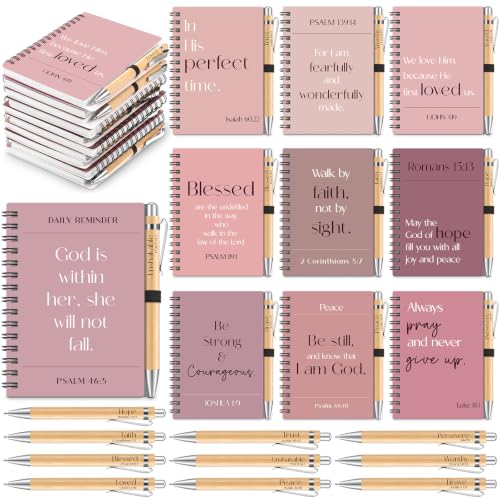 Eaasty 10 Sets Christian Gifts Bulk Bible Notebook with Pen, Morandi Pink - color: Morandi Pink