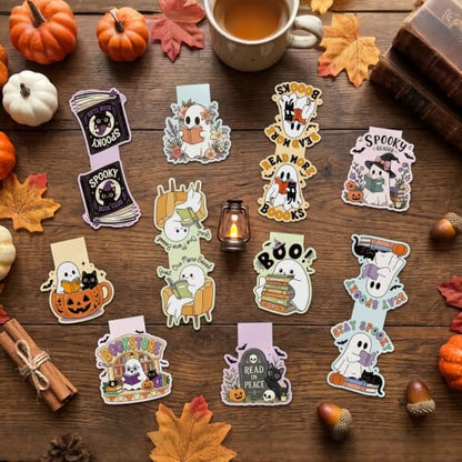 Halloween Magnetic Bookmarks 20 Pcs Spooky Ghost Page Markers Party Favors - style: Halloween Spooky Ghost