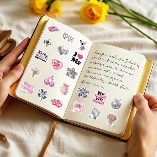 100 Pcs Pink Y2K Girly Vinyl Stickers - color: Pink Y2k Aesthetic