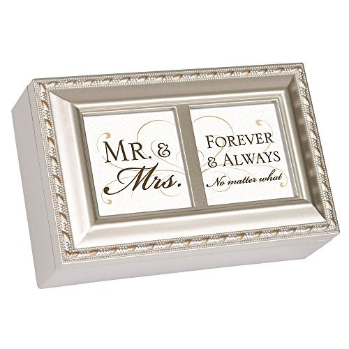 Cottage Garden Mr. and Mrs. Forever Always Champagne Silver Tone Petite Music Box Plays You Light Up My Life