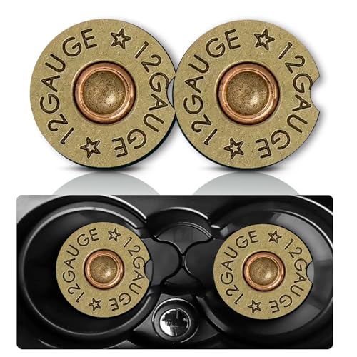 2Pcs Bullet Shaped Car Coasters,2.75" Neoprene Rubber Cup Holder Coasters - color: 12 Gauged
