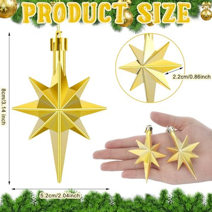 Syhood 12pcs Gold Bethlehem Star Ornaments Christmas Tree - color: Gold