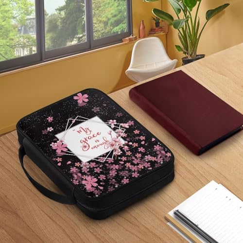Gifts Polyester Bible Cover With Sturdy And Great Product And Pen Storage For Men And Women - color: Cherry Blossom