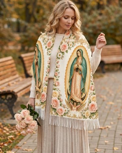 Virgen De Guadalupe Shawls for Women, Virgin Mary Blanket Scarf, Soft Scarf Wrap Prayer Shawl Catholic Gifts - color: Virgen De Guadalupe 2611