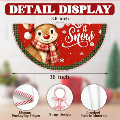 Red Reindeer Christmas Tree Skirt, Let It Snow Xmas Tree Skirt 519XW-TS - color: Deer-1