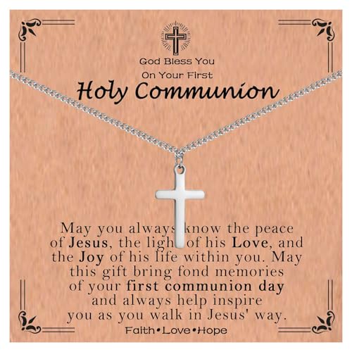 Cross Necklace for Boys Kids Christian Catholic Religious Gifts - color: Communion -Boys