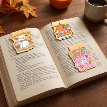 Fall Magnetic Bookmarks for Women, Funny Autumn Magnet Book Mark - color: Funny Autumn
