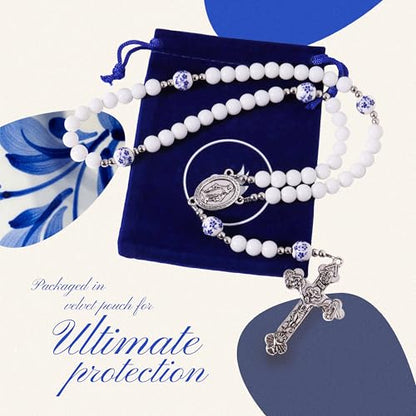 Handmade Catholic Rosary Beads - color: white