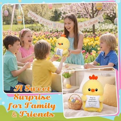 Hollowfly 10 Inch Chicken Plush Stuffed Animal Gifts for Girl Boy, Cute Stuff Active Support Gift for Women Men Graduation Teacher Appreciation, Emotional Chick Holding Pillow Positive Decor - size: 9.84 Inch, style: Chick