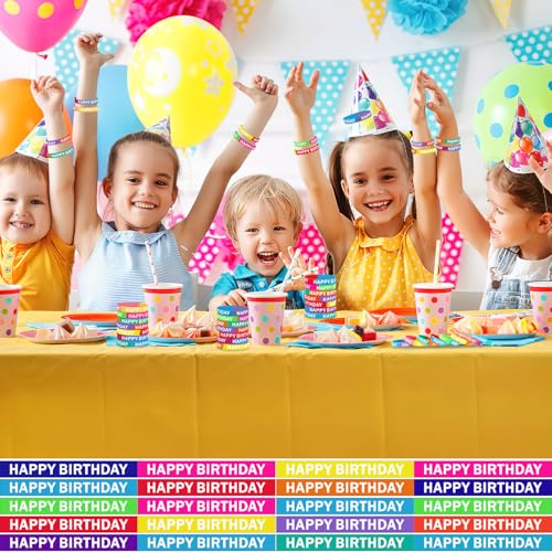 JUNEBRUSHS 42pcs Happy Birthday Silicone Bracelets Classroom Reward Gifts - style: Happy Birthday Style