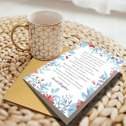 New Chapter Card for Men Women, Floral Good Luck in Your Next Chapter Card, Coworker Leaving Cards Gifts, New Home Congratulations Cards, New Beginning Gifts - color: New Chapter