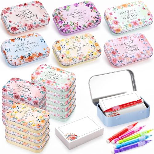120Pcs Christian Gifts for Women, Prayer Boxes with Prayer Cards and Pencil - style: Bright Floral