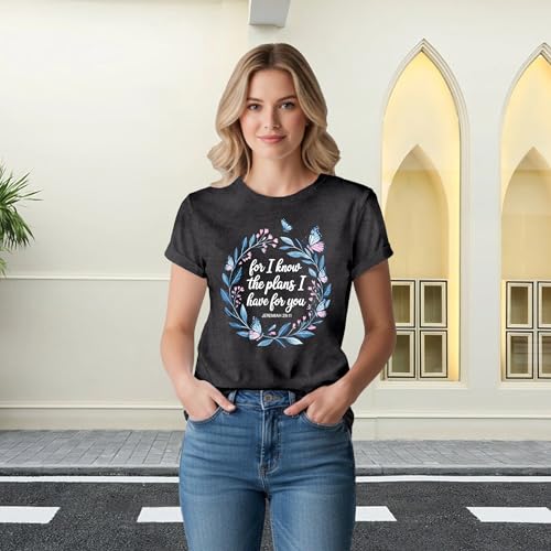 LBP Womens Christian Wildflowers Shirts Grow in Grace Shirt Bible Verse Faith-Based Tee Tops - color: Grey1, size: Small
