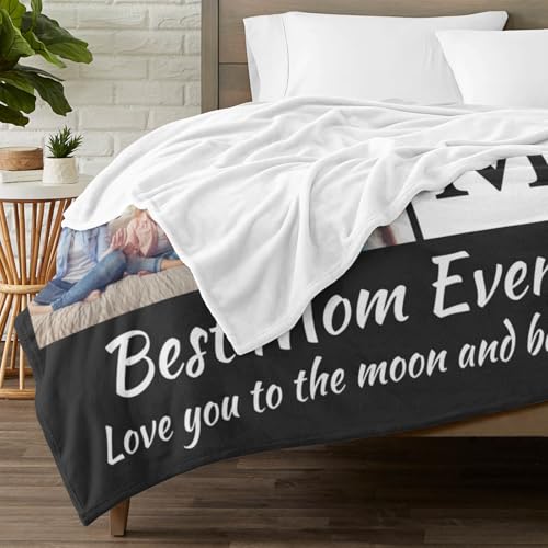 inkArts Custom Mom Blanket with 6 Photos Personalized Blanket with Pictures Customized Throw Gifts for Mom Grandma Photo Throw Blanket for Birthday Mother's Day - color: 6 Photo-2