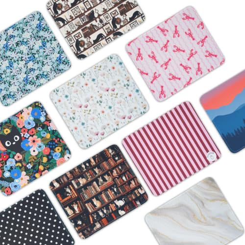 Mouse Pad for Desk with Stitched Edge, Premium Cute Washable Mouse Pads. Computer Mousepad with Non-Slip Rubber Base, Mousepads for Laptop, 9.25x7.75x0.12 inch (Meow Blooms) - color: Meow Blooms