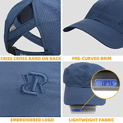 Women Criss Cross Ponytail Baseball Cap - color: Navy