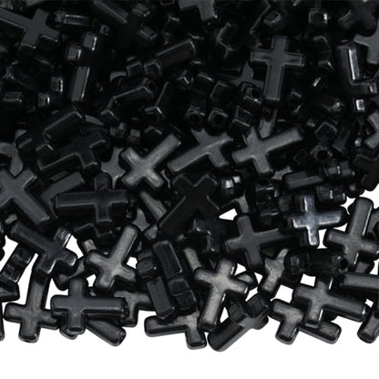 Ornaland Mini Cross Beads, Easter Crucifix for Rosary Making Bulk, 300 Pcs - color: Black