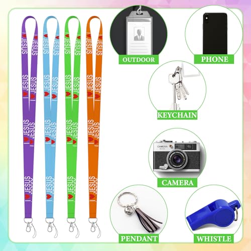 Motipuns 24 Pcs Christian Lanyard Bulk for ID Badge Christian Gifts - style: Jesus