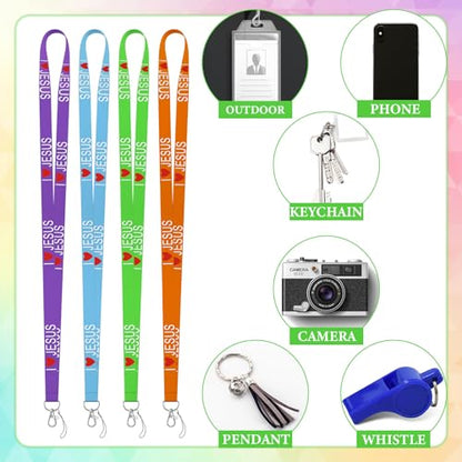 Motipuns 24 Pcs Christian Lanyard Bulk for ID Badge Christian Gifts - style: Jesus