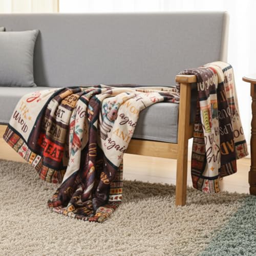 Book Lovers Gifts Blanket, Book Reading Throw Blanket, Librarian Bookish Books Club Gift for Women Readers Bookworms Birthday Graduation Present Ideas Soft Flannel Blankets 50'' x 60'' - color: Brown-book Reading