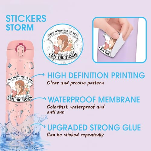 They Whispered to Her You Cannot Withstand The Storm Sticker 3Pcs Decals Vinyl Waterproof - Journaling Christian Jesus Sticker for Water Bottles, Phone Laptop - color: Holo Storm
