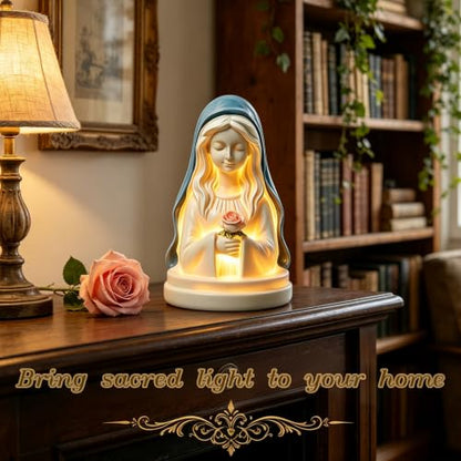 Virgin Mary Statue with Flower Night Light - color: bouquet