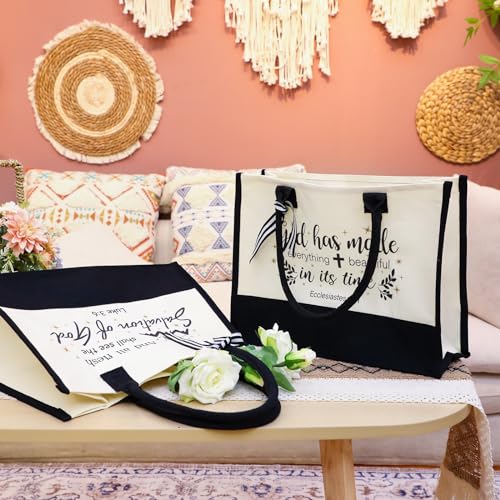 Abbylike 12 Pcs Christian Gifts Canvas Tote Bags Bulk