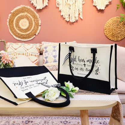 Abbylike 12 Pcs Christian Gifts Canvas Tote Bags Bulk