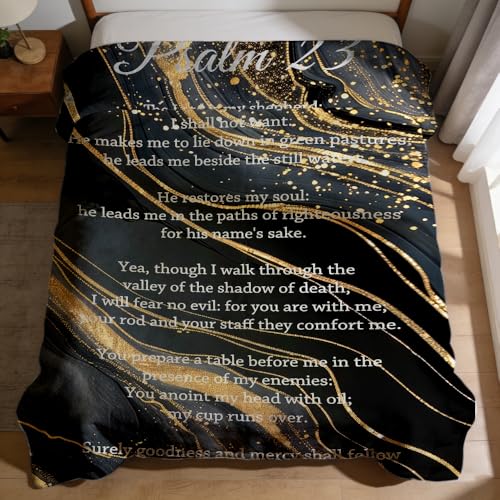 Psalm 23 Throw Blanket Religious Bible Verse Inspirational Scripture Super Soft Warm Cozy Flannel Blanket for Couch Bed Sofa Office Christian Home Decor Gift 59"x86" - color: Brown, size: 59in x 86in