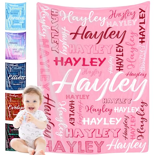 Custom Name Blanket for Baby Boys Girls, Personalized Baby Name Throws Blankets, Customize Blanket Gifts for Kids Newborn Men Women - color: Design 4