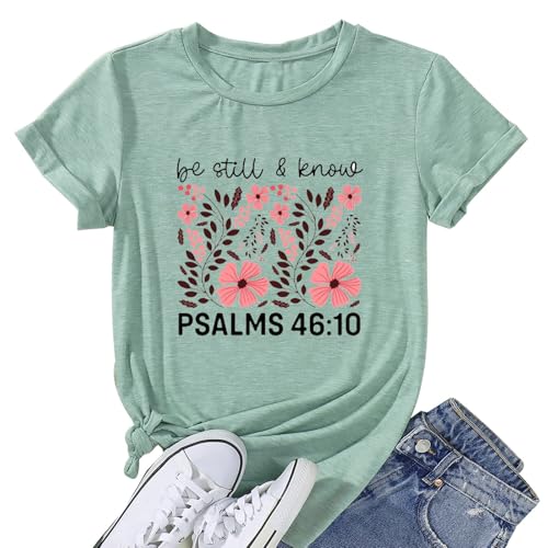 Christian Faith Shirts for Women Butterfly Daisy Graphic Casual T Shirts - color: Be-light Green, size: X-Large