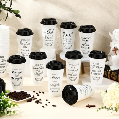 Skylety 20 Pack Christian Gifts Bulk 16oz Bible Verse Tumbler with Lids - color: White