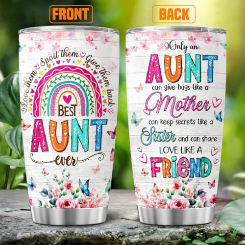 Auntie, Aunt Gifts, Tumbler 20 Oz With Lid And Straw, Best Aunt Like Mother - color: Aunt